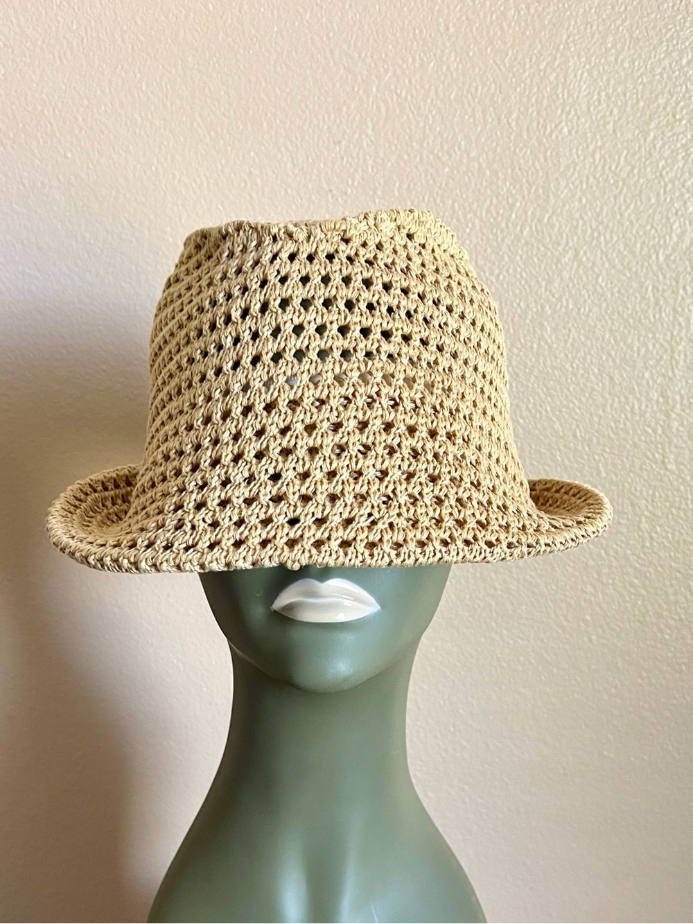Crochet Bucket Hat in tan— Lightweight Summer Accessory - Picture 2 of 4